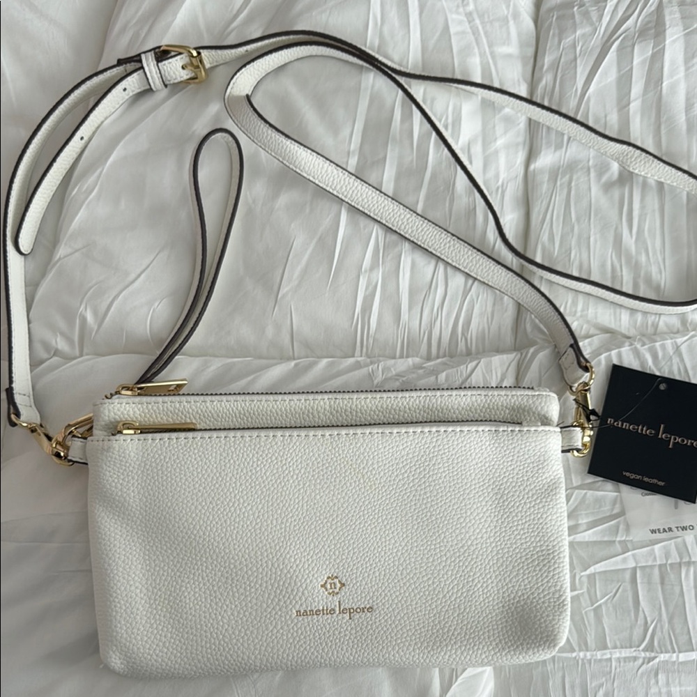 Nanette Lepore White Crossbody Bag with Gold Hardware